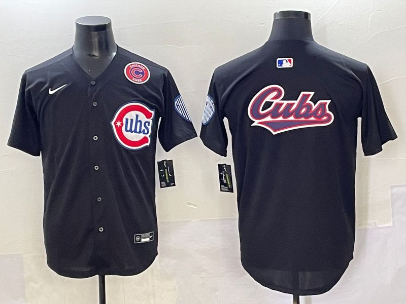 Men 2025 Chicago Cubs Blank Black Fashion Retro Nike MLB Jersey style 7